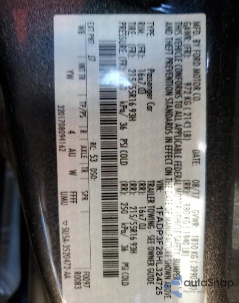 2017 Ford Focus Se from USA, damaged, VIN 1FADP3F28HL324725